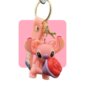 Angel, la fidanzata rosa di Stitch del cartone animato Lilo e Stitch, con un mazzo di rose
